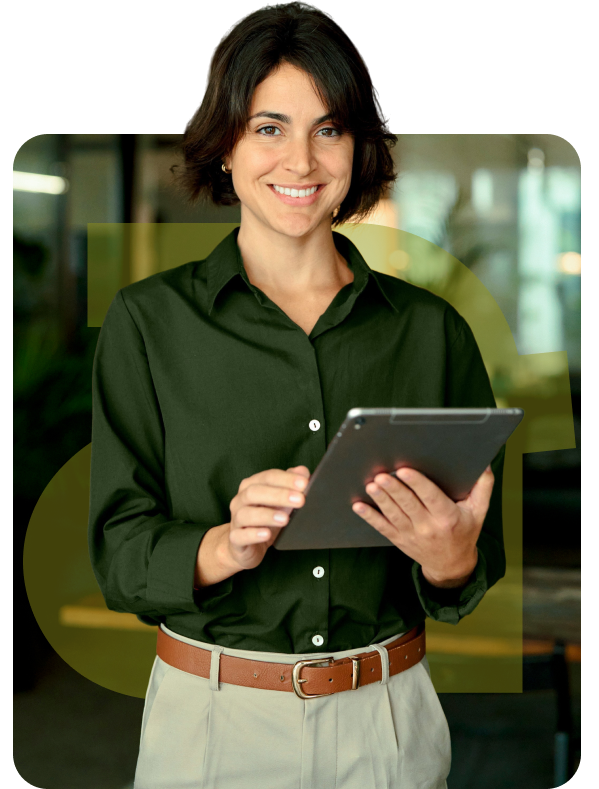 Mulher mexendo no ipad